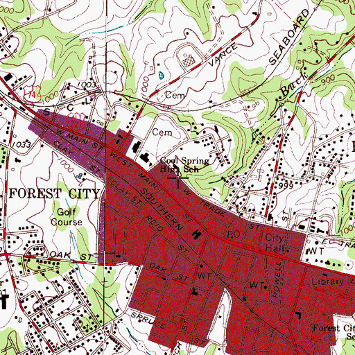 Topographic Map of Horne Shopping Center, NC