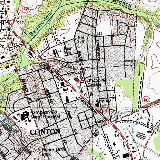 Topographic Map of Clinton Plaza, NC