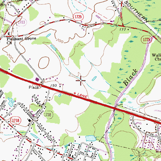 Topographic Map of Harnett Crossings Shopping Center, NC