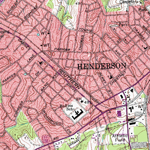 Topographic Map of Corbitt Hill Shopping Center, NC