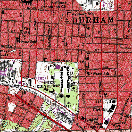 Topographic Map of Baldwin Auditorium, NC