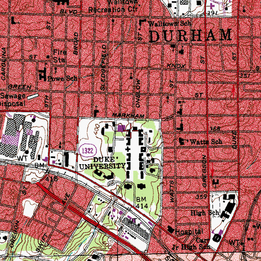 Topographic Map of Pegram House, NC