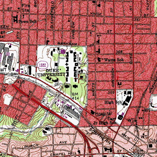 Topographic Map of Aycock Hall, NC