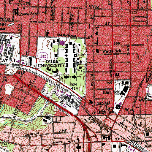 Topographic Map of East Duke Building, NC