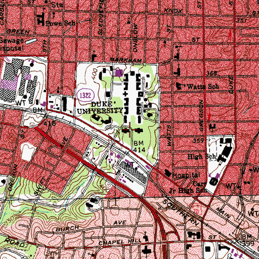 Topographic Map of West Duke Building, NC