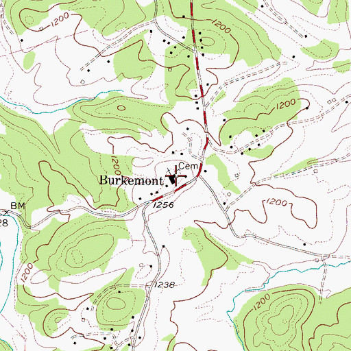 Topographic Map of Burkemont Baptist Church, NC