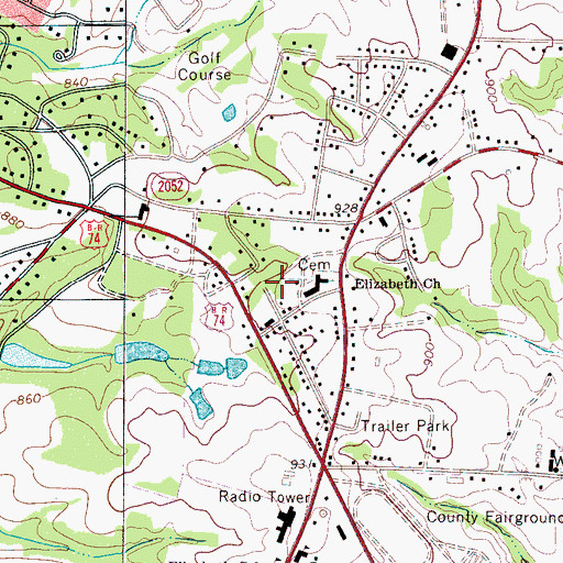 Topographic Map of Masonic Lodge, NC