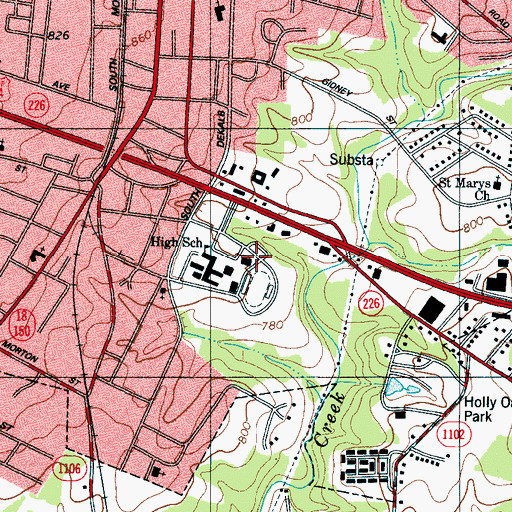 Topographic Map of Brown Auditorium, NC