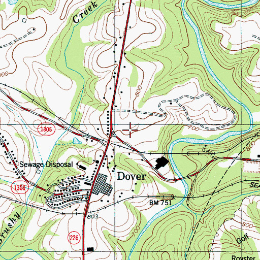 Topographic Map of Dover Baptist Church, NC