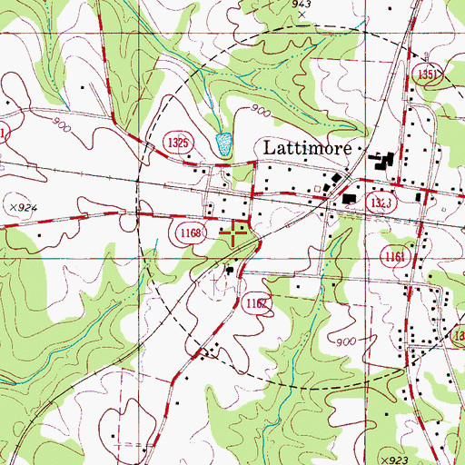 Topographic Map of Lattimore Baptist Church, NC