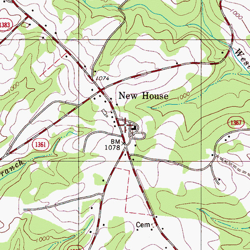Topographic Map of Sandy Plains Baptist Church, NC