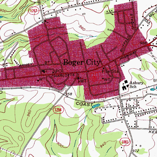 Topographic Map of Boger City United Methodist Church, NC