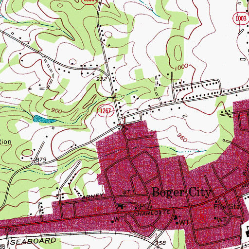 Topographic Map of Boger City First Will Baptist Church, NC