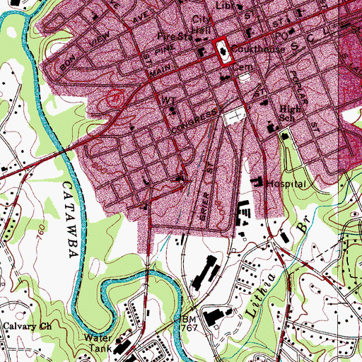 Topographic Map of Lincoln Avenue Baptist Church, NC