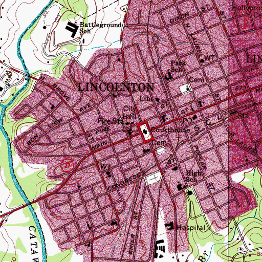 Topographic Map of First Presbyterian Church, NC