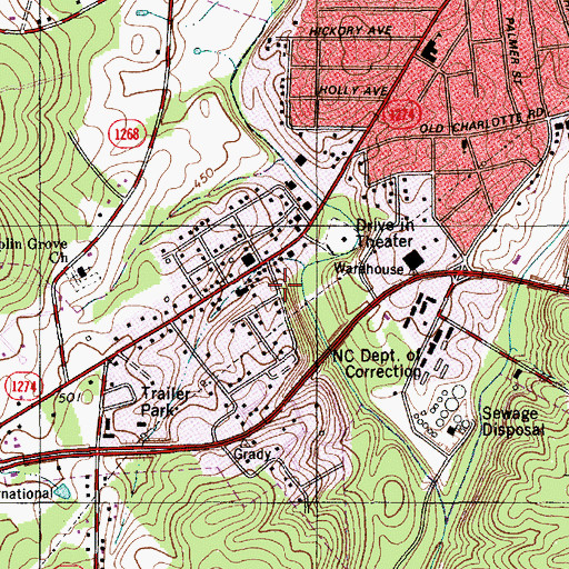 Topographic Map of Poplin Grove Cemetery, NC