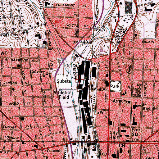 Topographic Map of Wiscasset Mills, NC