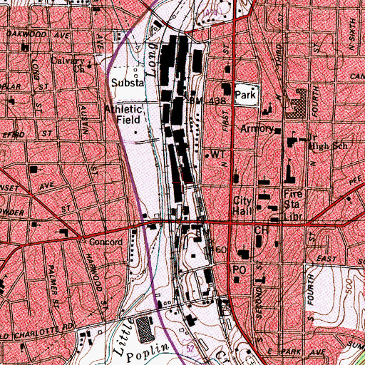 Topographic Map of American Spinning Mills, NC