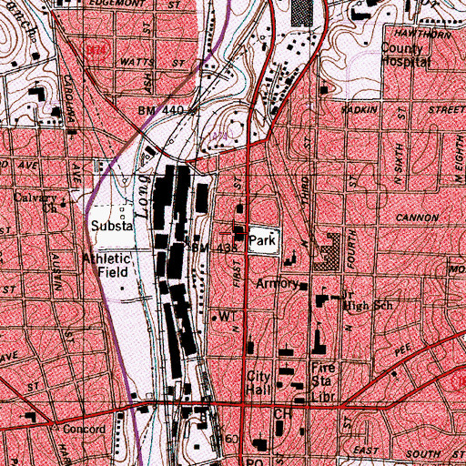Topographic Map of Youth Mens Christian Association, NC
