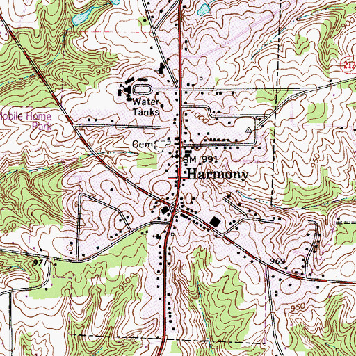Topographic Map of Harmony Volunteer Fire Department Station 1, NC