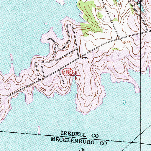 Topographic Map of Jims Marina, NC