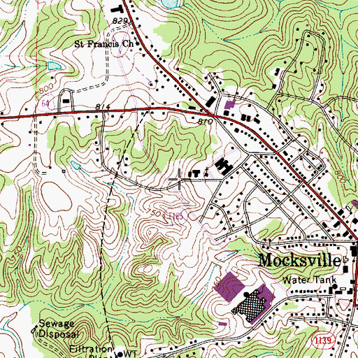 Topographic Map of Masonic Lodge, NC