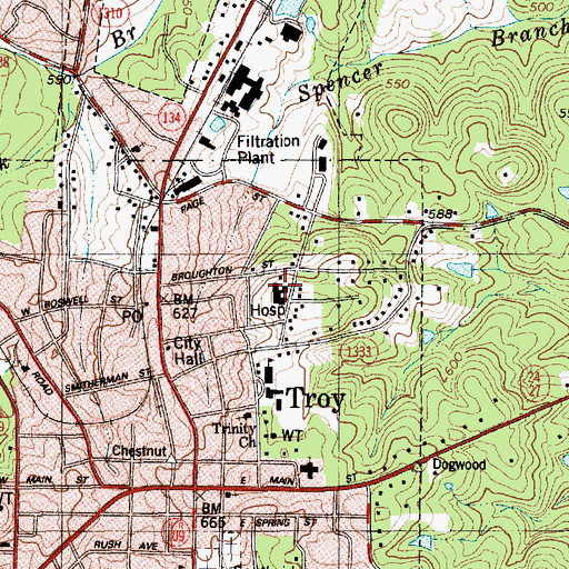 Topographic Map of FirstHealth Montgomery Memorial Hospital, NC