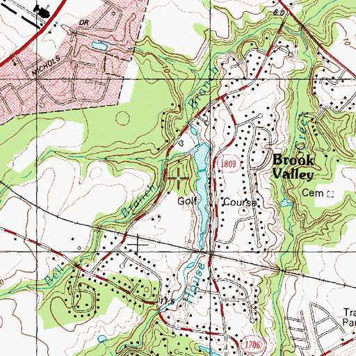 Topographic Map of Brook Valley Country Club, NC
