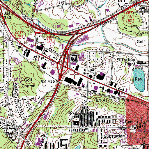 Topographic Map of Kings Plaza Shopping Center, NC