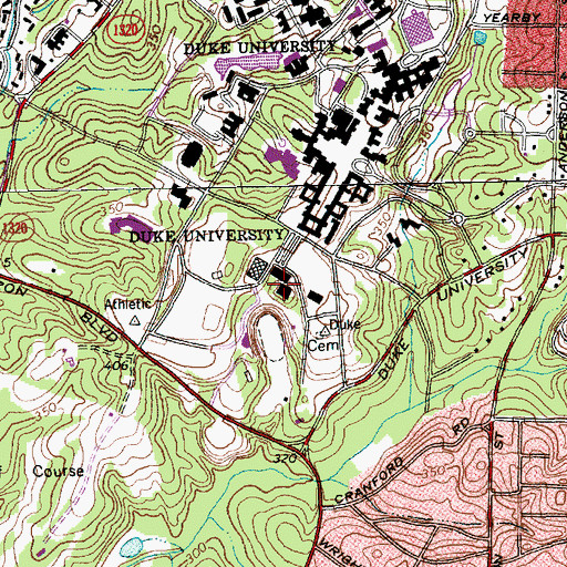 Topographic Map of Card Gymnasium, NC
