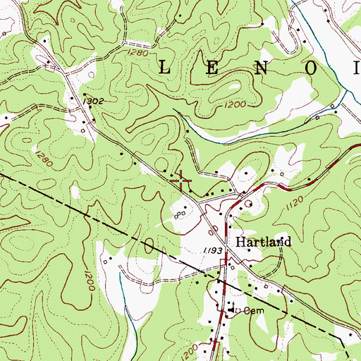Topographic Map of Hartland Baptist Church, NC