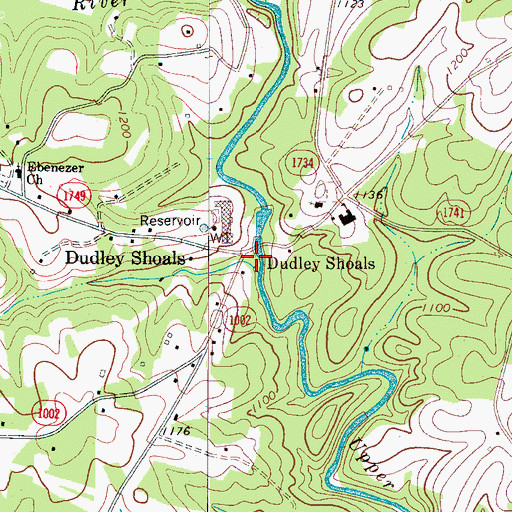 Topographic Map of Dudley Shoals Elementary School, NC