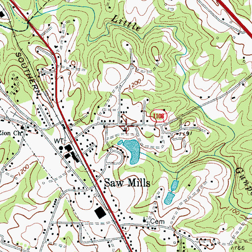 Topographic Map of Sunrise Baptist Church, NC