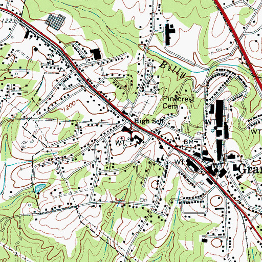 Topographic Map of Granite Falls Middle School, NC