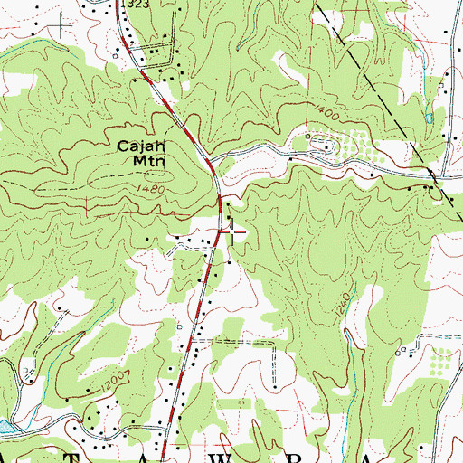 Topographic Map of Cajah Mountain Baptist Church, NC