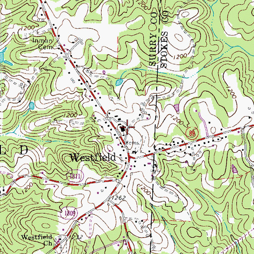 Topographic Map of Westfield Elementary School, NC