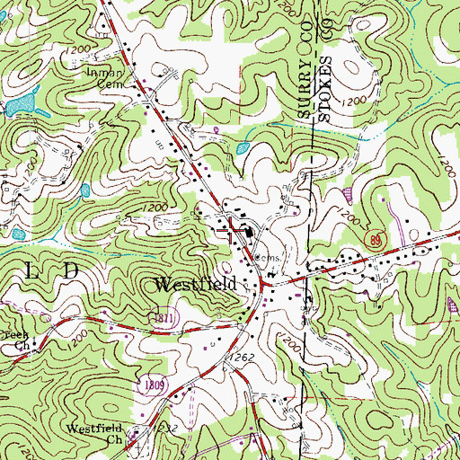 Topographic Map of Old Westfield Academy, NC