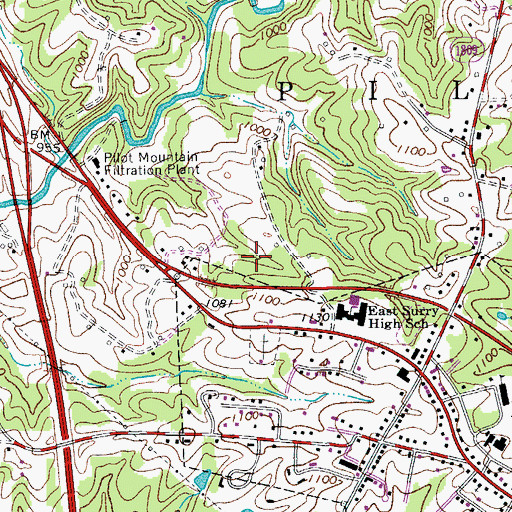 Topographic Map of Pilot Mountain Recreation Facility, NC