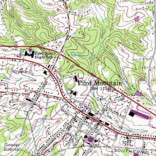 Topographic Map of Pilot Elementary School, NC