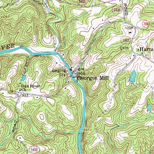 Topographic Map of 704 Bridge/Hart Site, NC