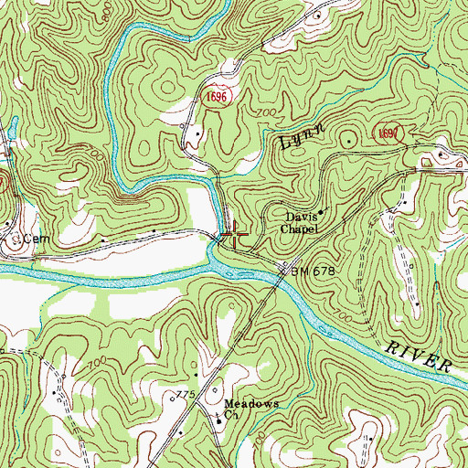 Topographic Map of Boxwood, NC