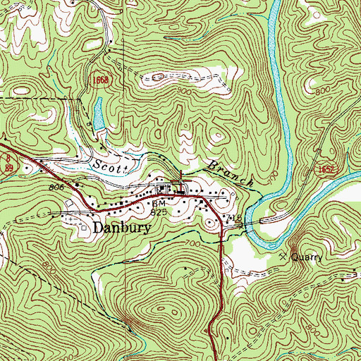 Topographic Map of Danbury Courthouse Square, NC