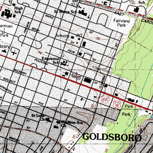 Topographic Map of Sunrise Shopping Center, NC