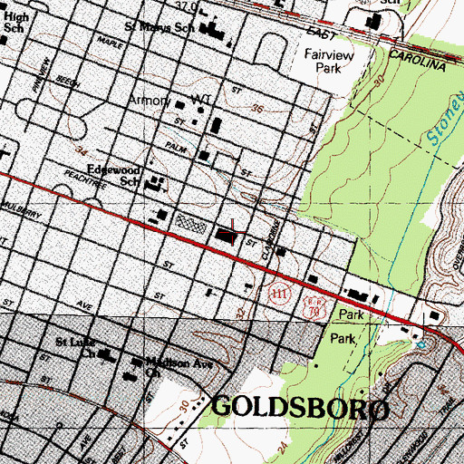 Topographic Map of Wayne Plaza, NC