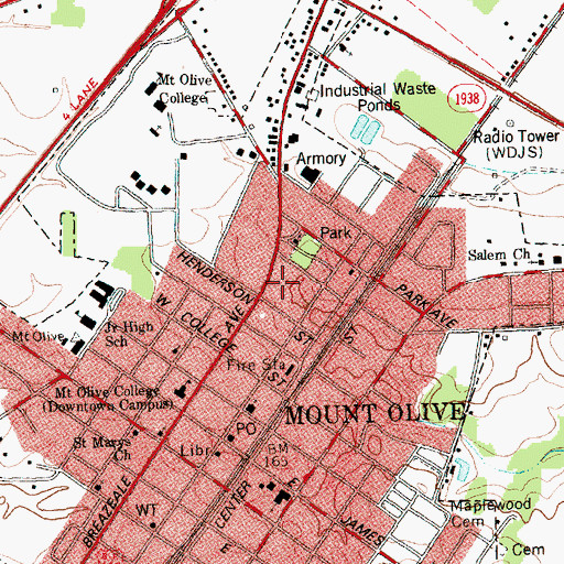 Topographic Map of College Plaza, NC