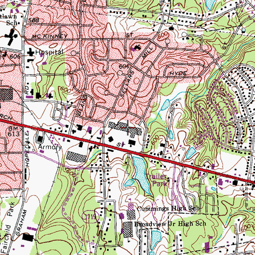 Topographic Map of Cum-Park Plaza, NC