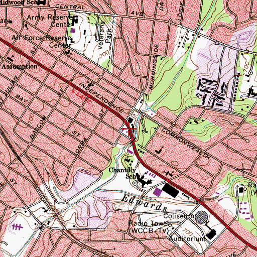 Topographic Map of Chantilly Shopping Center, NC