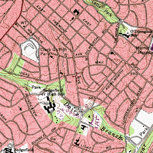 Topographic Map of Dilworth Crossing Shopping Center, NC