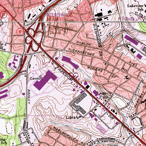 Topographic Map of Freedom Mart Shopping Center, NC