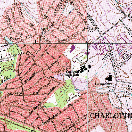 Topographic Map of Hampshire Hills Shopping Center, NC